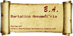 Bartalics Annamária névjegykártya